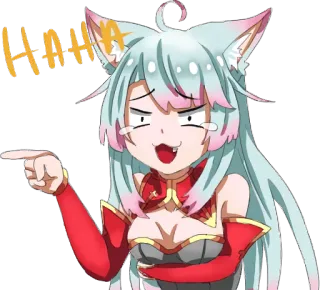 😂 HAHA 애니메이션, 만화, 귀여운, 고양이 소녀, 웃긴, 밈, 표정 telegram sticker