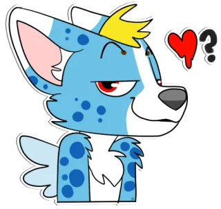 ❤️ furry, cartoon, animal, dog, sticker, cute, heart, question mark telegram sticker