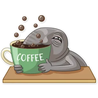 ☕ COFFEE seal, coffee, animal, drink, cute, cartoon telegram sticker