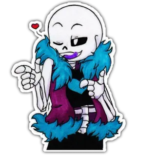 😘 Sans Undertale squelette, coeur, cool, fourrure, personnage, undertale, jeu vidéo telegram sticker