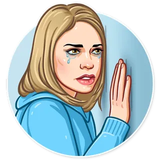 😢 woman, crying, sad, cartoon, tears telegram sticker