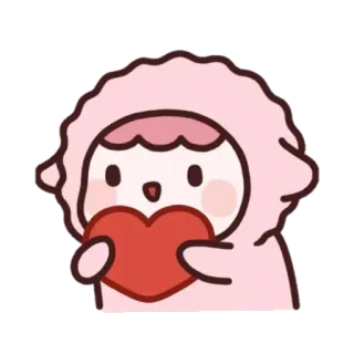 🐏 漫画, ハート, 愛, かわいい, 羊 telegram sticker
