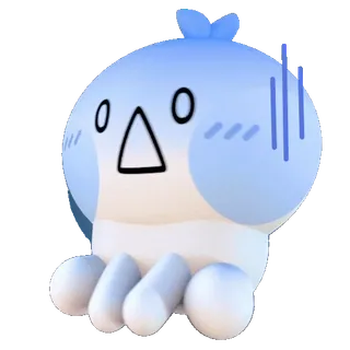 😰 可爱, 卡通, 卡哇伊, 角色, 蓝色, 鸟 telegram sticker