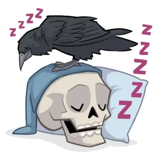 😴 zzzz schedel, kraai, slaap, slapen, kussen, zzz, droom telegram sticker