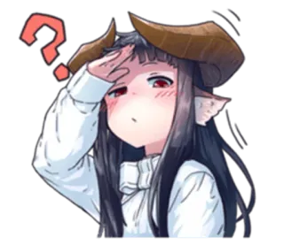 ❓ anime, confuso, punto interrogativo, capra, ragazza, adesivo telegram sticker