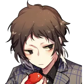 😗 Anime, Charakter, Mann, Porträt, Apfel, Cartoon, Digitale Kunst telegram sticker