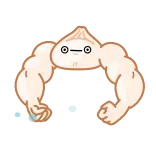 💪 raviolo, muscoloso, divertente, cartone animato, cibo, forza telegram sticker