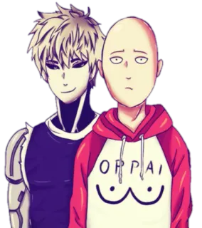 😕 Saitama One-Punch Man OPPAI Аниме, Ванпанчмен, Сайтама, Генос, Фанатское whatsapp sticker