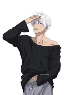 🙄 not for reshare อนิเมะ, แฟนอาร์ต, ผมสีขาว, สุนทรียศาสตร์ telegram sticker