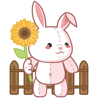🌺 bunny, rabbit, cute, sunflower, animal, cartoon, kawaii telegram sticker
