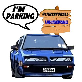 🅿️ I'M PARKING Auto, Parken, Aufkleber, blaues Auto, Fahrzeug telegram sticker
