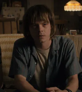 😐 Jonathan Byers Stranger Things Jonathan Byers, Stranger Things, Retrato, Charlie Heaton, Série de TV, Personagem telegram sticker