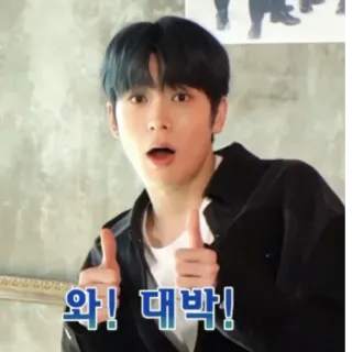🦅 와! 대박! реакция, корейский, вау, круто, удивлен, позитивный whatsapp sticker