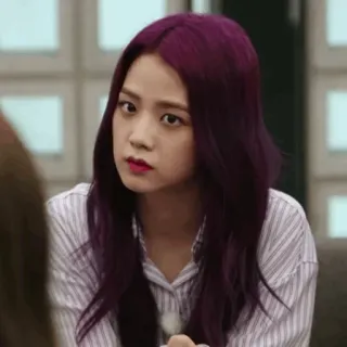 🛍 Jisoo jisoo, blackpink, kpop, sängerin, promi, lila haare, frau whatsapp sticker