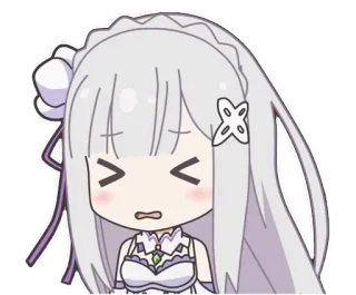 😣 Emilia Re:Zero anime, cartoon, cute, sticker, character, re zero, emilia telegram sticker