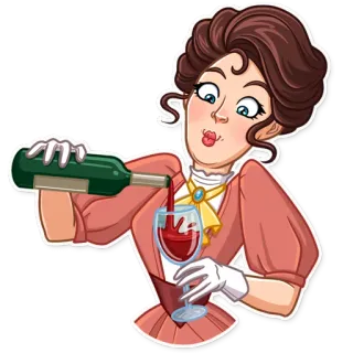 🥴 wanita, anggur, menuang, gelas, elegan, kuno telegram sticker