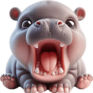 🦛 kuda nil, lucu, hewan, kartun, mamalia, bayi kuda nil telegram sticker