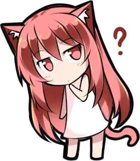 😀 Аниме, Девушка-кошка, Вопросительный знак, Чиби, Милый, Манга telegram sticker