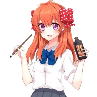 😊 Anime, Mädchen, Kunst, Pinsel, Tinte telegram sticker