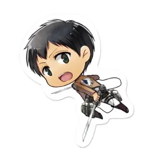 😲 Eren Yeager Attack on Titan Anime, Ataque dos Titãs, Eren Yeager, Chibi, Mangá, Espadas, Desenho animado telegram sticker
