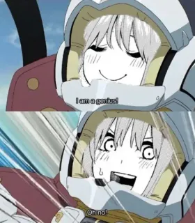 😄 I am a genius! Oh no! Anime, Manga, Jenius, Aduh, Lucu, Meme whatsapp sticker