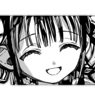 😄 Anime, Mangá, Garota, Sorriso, Fofo, Preto e branco telegram sticker