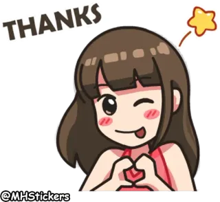 💝 THANKS thanks, cute, girl, wink, heart, emoji, cartoon telegram sticker