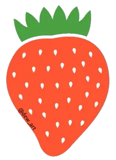🍓 @dew_art 딸기, 과일, 음식, 빨간색, 초록색, 열매 telegram sticker