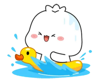 🌟 lindo, pato, nadando, agua, dibujos animados, kawaii, divertido telegram sticker