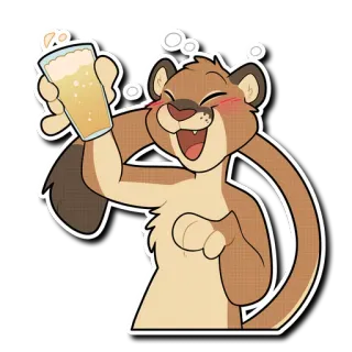 🍺 zwierzę, piwo, kreskówka, picie, świętowanie telegram sticker