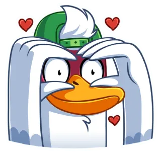 😍 鸭子, 爱心, 爱, 卡通, 表情符号, 贴纸 telegram sticker