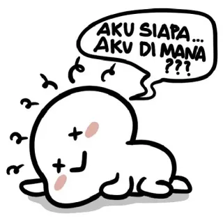 😖 AKU SIAPA... AKU DI MANA ??? mareado, confundido, signos de interrogación, dibujos animados, personaje, perdido, expresión telegram sticker