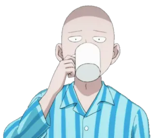 😲 Saitama One-Punch Man Сайтама, Ванпанчмен, Аниме, Персонаж, Пьющий, Лысый telegram sticker