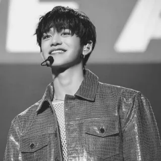 🔗 pria, senyum, hitam putih, potret, gaya, K-Pop telegram sticker