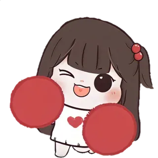 🎐 dễ thương, hoạt hình, cô gái, kawaii, trái tim, găng tay đấm bốc telegram sticker