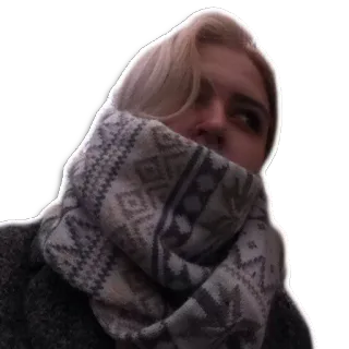 😠 mujer, bufanda, retrato, invierno, pelo rubio telegram sticker