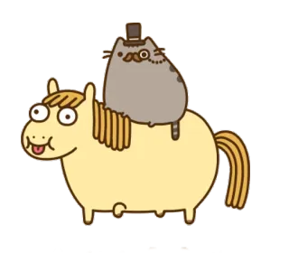 🦄 Pusheen 猫, 馬, 動物, 漫画, 可愛い, 面白い telegram sticker