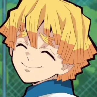 😊 Zenitsu Agatsuma Demon Slayer Anime, Demon Slayer, Zenitsu, Manga, Personnage, Souriant, Dessin animé telegram sticker