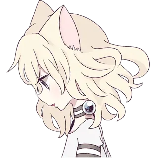 😕 Anime, Katzenohren, Süß, Kawaii, Cartoon, Sticker telegram sticker