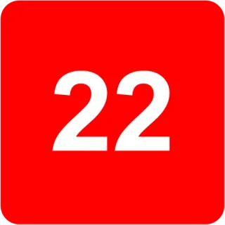 🟥 22 number, red, white, simple telegram sticker