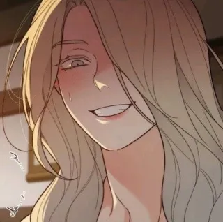 😏 Anime, Manga, Kobieta, Uśmieszek, Blond włosy, Kreskówka telegram sticker