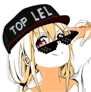 😎 TOP LEL アニメ, サングラス, ミーム, Lel, 帽子 telegram sticker