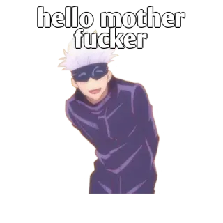 🤔 hello mother fucker anime, sticker, profanity, cartoon whatsapp sticker