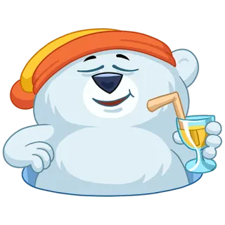 🍹 ours polaire, dessin animé, boisson, cocktail, détendu telegram sticker