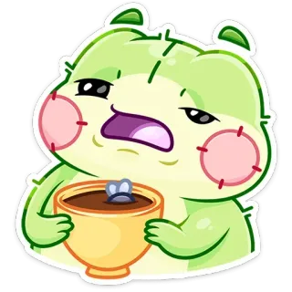 ☕️ Kreskówka, Słodki, Senny, Leniwy, Zielony, Niedźwiedź, Zwierzę telegram sticker