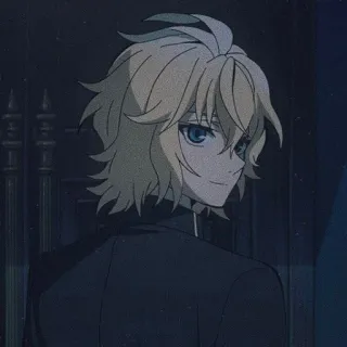 🤵 Mikaela Hyakuya Owari no Seraph Anime, Personagem, Mikaela Hyakuya, cabelo loiro, Vampiro telegram sticker
