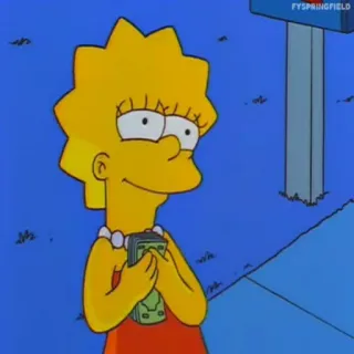 💸 Lisa Simpson The Simpsons Lisa Simpson, Zeichentrickfigur, Geld, Die Simpsons, Animation, Gelb, Cartoon whatsapp sticker