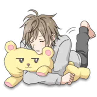 😌 anime, sleeping, bear, cute, chibi, kawaii, pillow telegram sticker