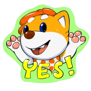 🙂 YES! dog, yes, affirmative, cartoon, happy, approval telegram sticker