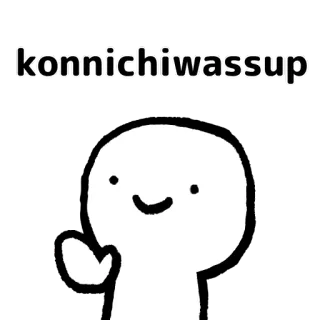 👋 konnichiwassup Salutation, Personnage, Simple, Salut whatsapp sticker